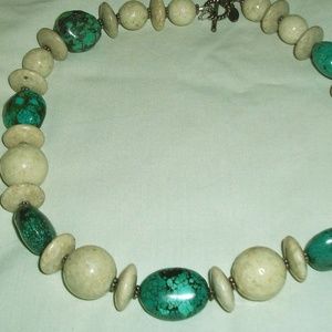Natural Stone Statement Necklace J.R.I 925 M.E.X !